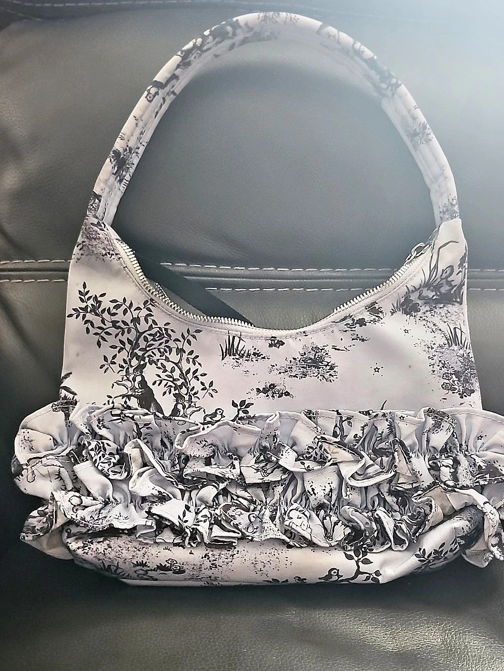 Baggu x Molly Goddard Mini Ruffle Shoulder Bag White & Black